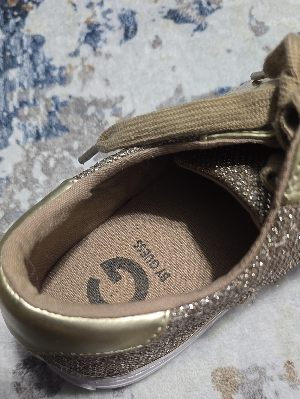 Guess Gold Glitter Sneakers Classic Style - Picture 8 of 9